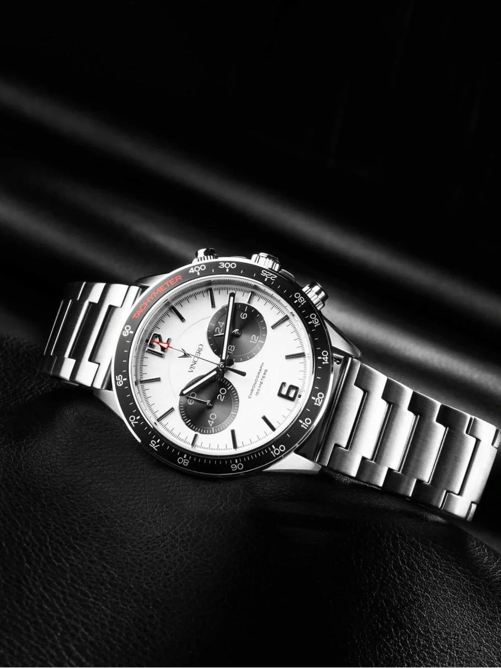 Vincero The Apex Panda Chronograph Watch - Silver & Black